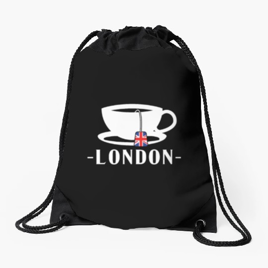 London Tea Great Britain Flag Drawstring Bags