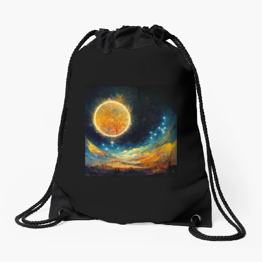 Full moon and Sun Drawstring Bags