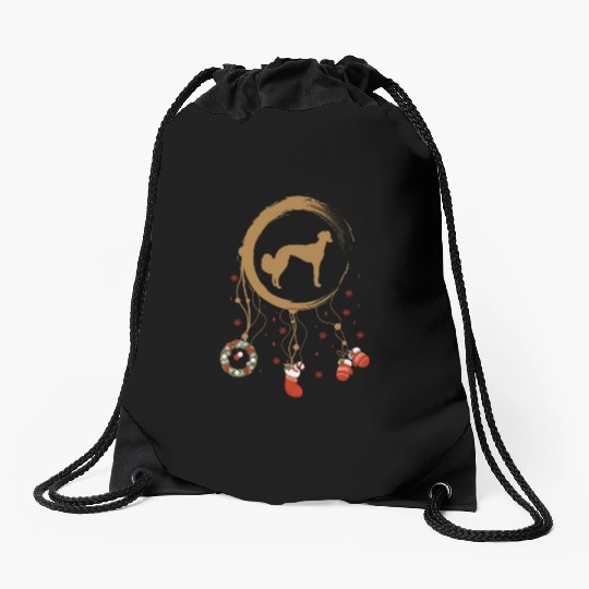 dog dreamcatcher Christmas Saluki Drawstring Bags
