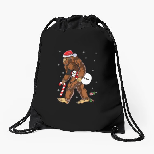 Bigfoot Christmas Funny Winter Boys Men Sasquatch Drawstring Bags