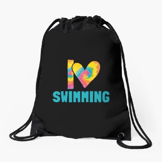 I Love Swimming Swimmer Swim Drawstring Bags