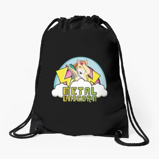 Dabbing Dab Unicorn Rainbow Metal Music Heavy Rock Drawstring Bags