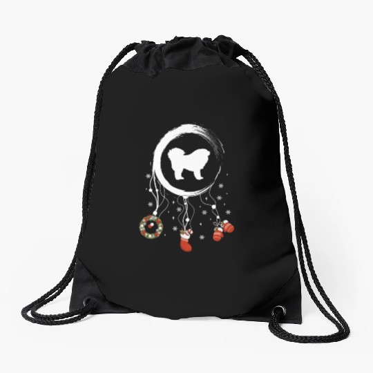 dog dreamcatcher Christmas Tibetan Mastiff Drawstring Bags