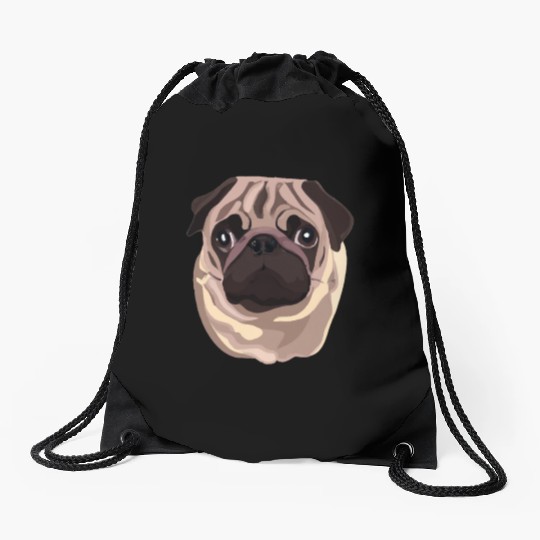 Beautiful Pug Illustration : Dog Art Drawstring Bags