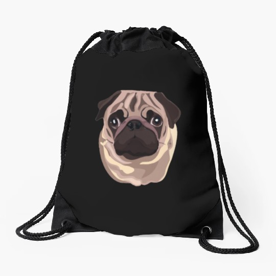 Beautiful Pug Illustration : Dog Art Drawstring Bags
