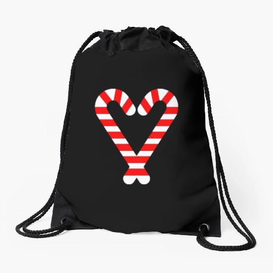 Candy Canes Heart Hearts Christmas Winter Drawstring Bags