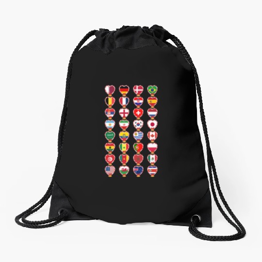 Flags Of The Countries Of The World Candy Cane Drawstring Bags