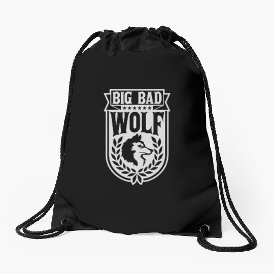 big bad wolf quote Drawstring Bags