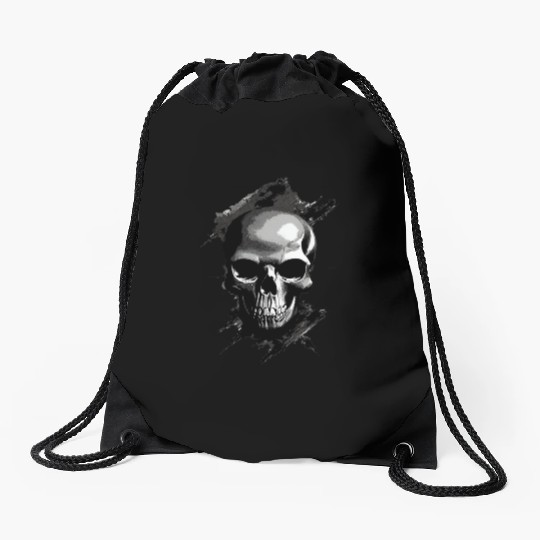 Silver Skull Drawstring Bags