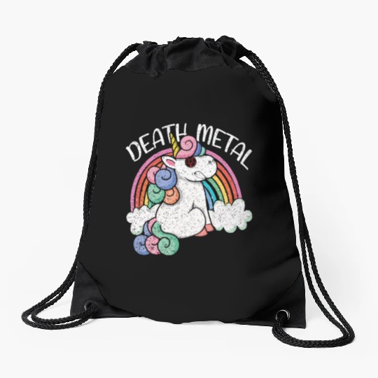 Rainbow Unicorn Satan Love Metal Music Heavy Rock Drawstring Bags