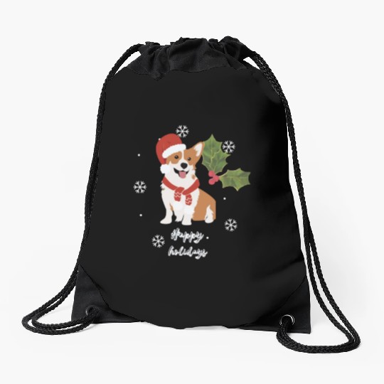 happy holidays Drawstring Bags