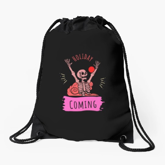 Orange Green Simple Holiday is Coming Drawstring Bags