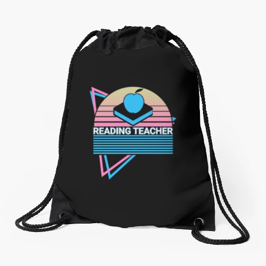 Reading Teacher Retro Drawstring Bags