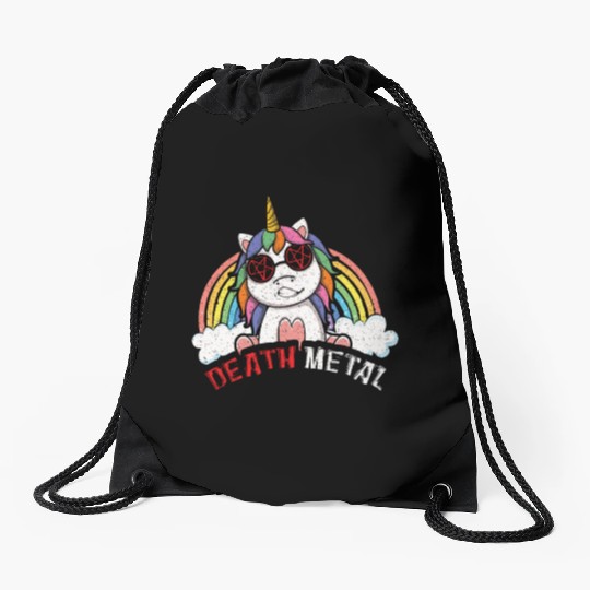 Satan Rainbow Unicorn Love Metal Music Heavy Rock Drawstring Bags