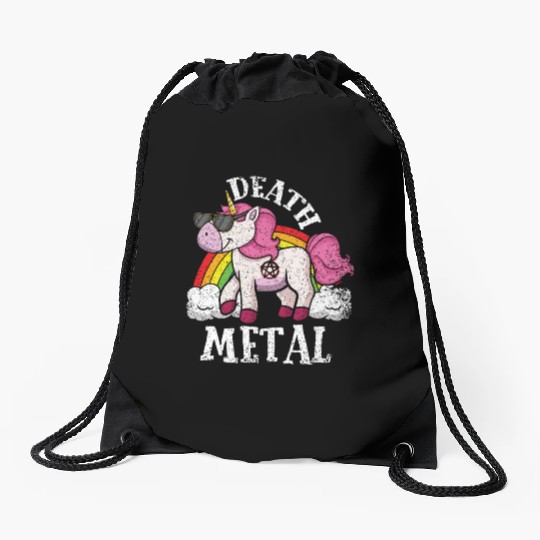 Rainbow Unicorn Rocker Love Metal Music Heavy Rock Drawstring Bags