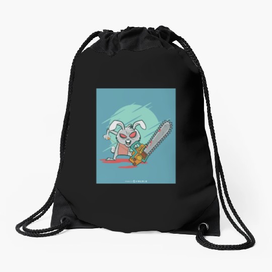 Angry rabbit chainsaw Angry rabbit chainsaw inspir Drawstring Bags