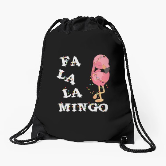 Fa La La Flamingo Family Christmas Drawstring Bags