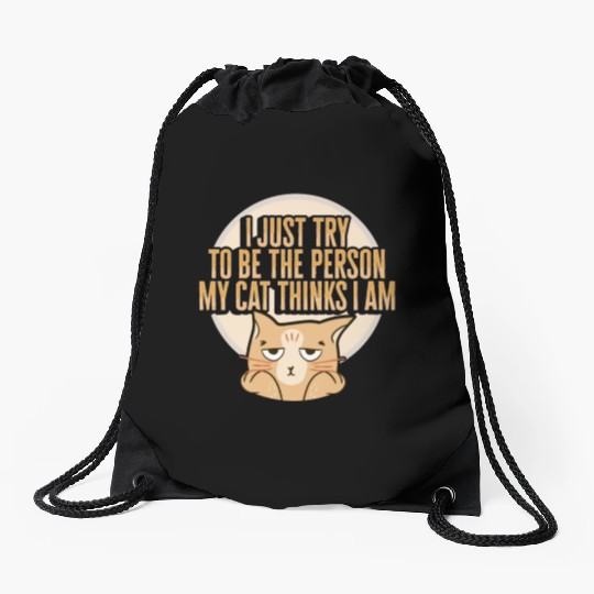 Cat Meme Design for a Cat Lady or Cat Mom Drawstring Bags