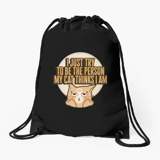 Cat Meme Design for a Cat Lady or Cat Mom Drawstring Bags