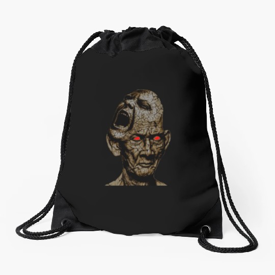 Stoic Old Man With Cracked Leathery Skin Red Eyes Drawstring Bags