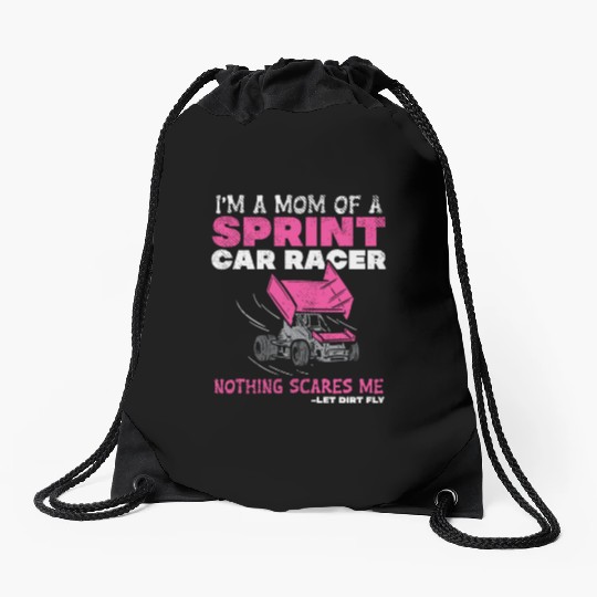 Mom Of A Sprint Car Racer Race Day Driver Mother P Drawstring Bags