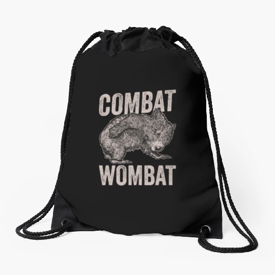 Combat Wombat For A Wombats Lover Drawstring Bags