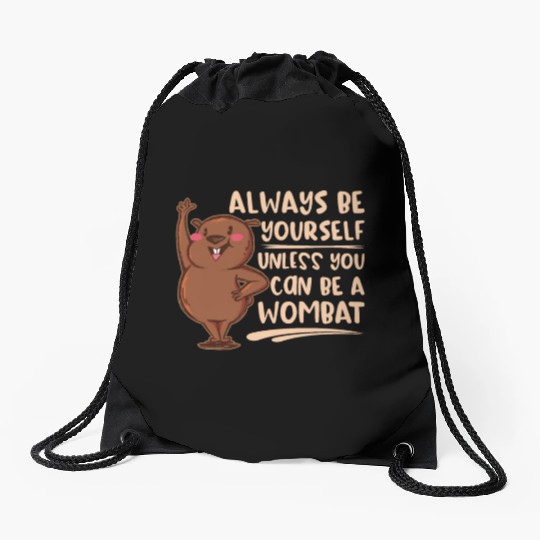 Native Australian Animal Lovers Cute Wombat Drawstring Bags