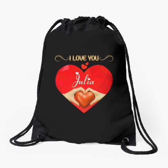 I love you Julia Drawstring Bags