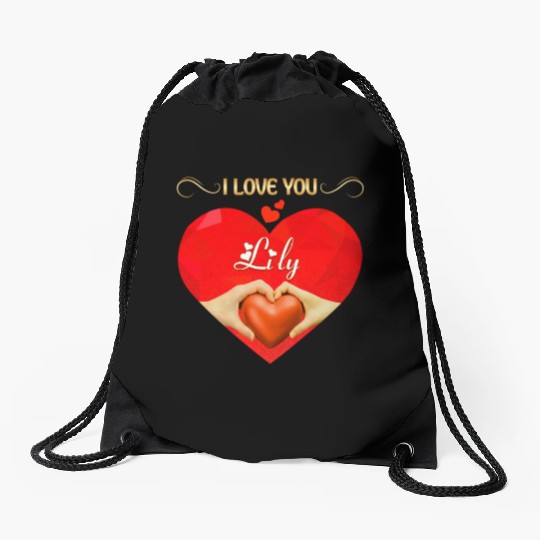 I love you Lily Drawstring Bags