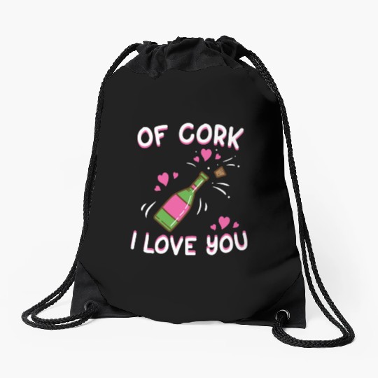 Valentine's Day Of Cork I Love You Wine Champagne Drawstring Bags