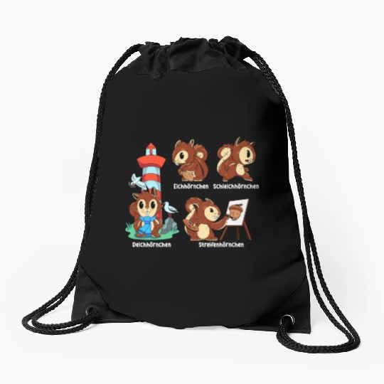 Nut Lover Wild Cute Squirrel Painting Walnut Shell Drawstring Bags