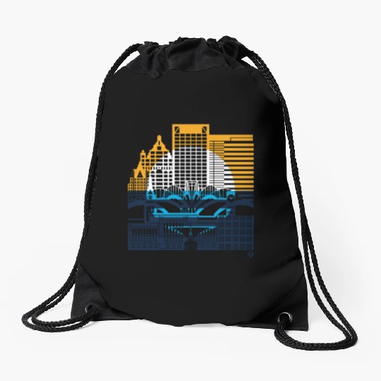 Milwaukee Skyline Squared Milwaukee Peoples Flag D Drawstring Bags