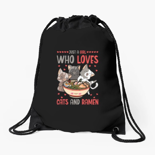 Ramen And Cats Fan Ramen Noodle Soup Drawstring Bags