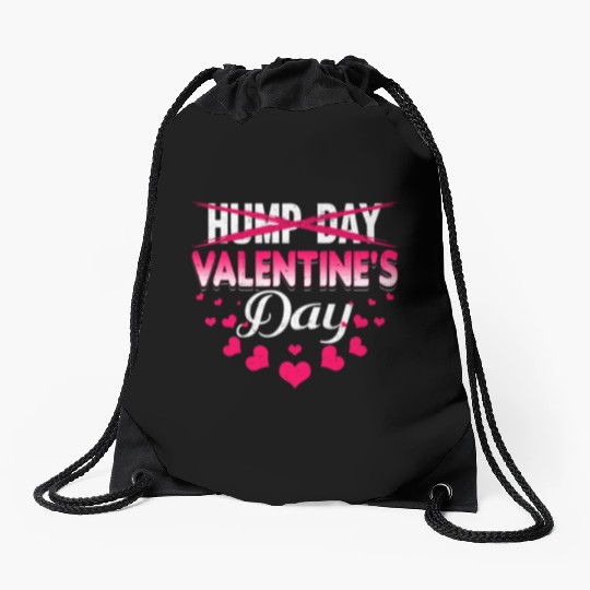 funny valentines day hump day Drawstring Bags