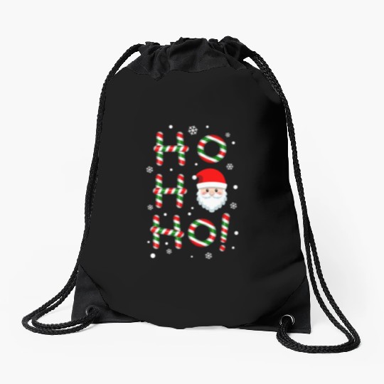 Ho Ho Ho Santa Claus Candy Cane Christmas, Xmas Drawstring Bags