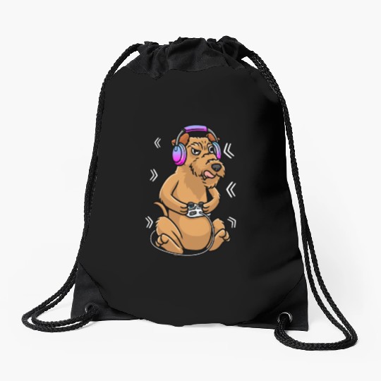Irish Terrier Dog Gamer Video Game Gaming Irish Drawstring Bags