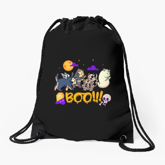 Boo! | Spooky Funny Halloween | Mummy Skeleton Drawstring Bags