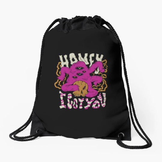 Creepy scary monster quote Creepy scary monster qu Drawstring Bags