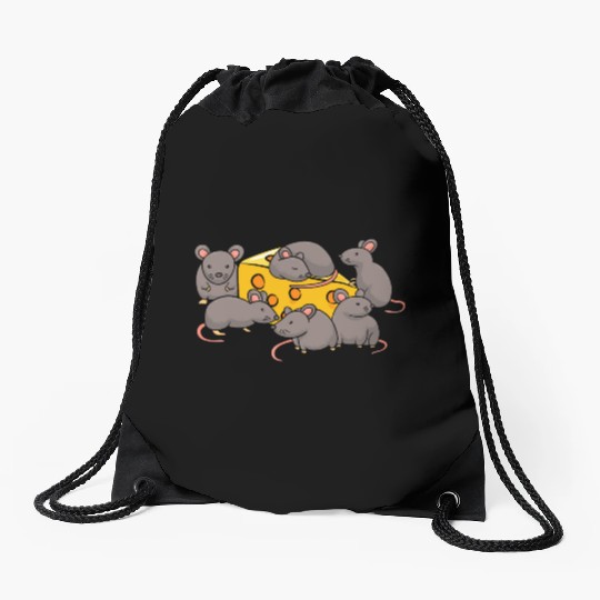 Cute Rats Cheese Lover Funny Rat Drawstring Bags
