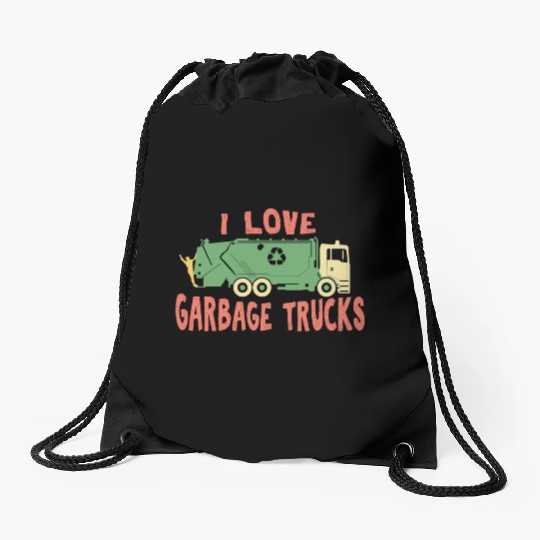 I love garbage trucks Drawstring Bags