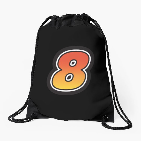 Number Eight 8 Gradient Yellow Orange 3 Stroke Drawstring Bags