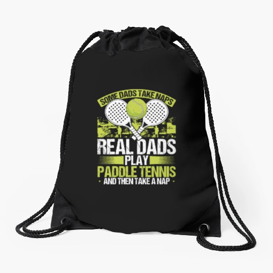Paddle Tennis Player Match Dad Papa Fathers Day Drawstring Bags
