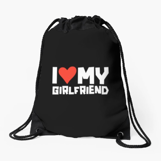 I Love My Girlfriend Red Heart Cute Romantic Gift Drawstring Bags