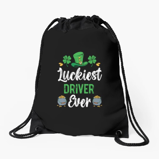 Luckiest Driver Ever St. Patrick's Saint Pattys Drawstring Bags