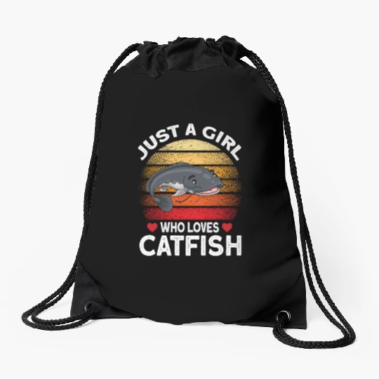 Just A Girl Who Loves Catfish Drawstring Bags