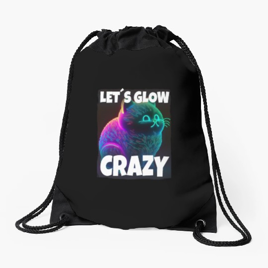 Lets Glow Crazy Cat Kitten Fluffy Cat Drawstring Bags