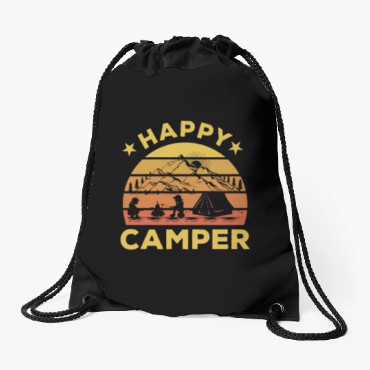 Happy Camper Drawstring Bags