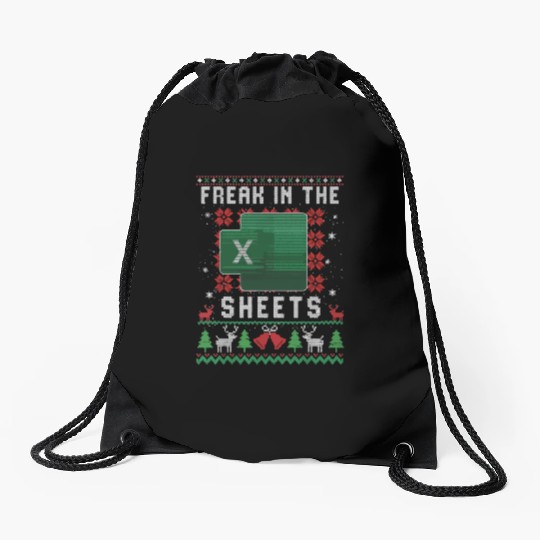 Freak In The Sheets Excel Ugly Christmas Sweater Drawstring Bags