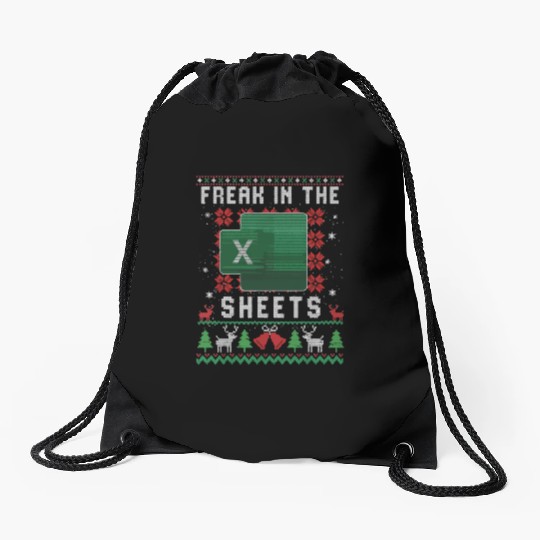 Freak In The Sheets Excel Ugly Christmas Sweater Drawstring Bags