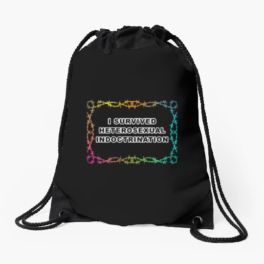 I Survived Heterosexual Indoctrination Apparel Drawstring Bags